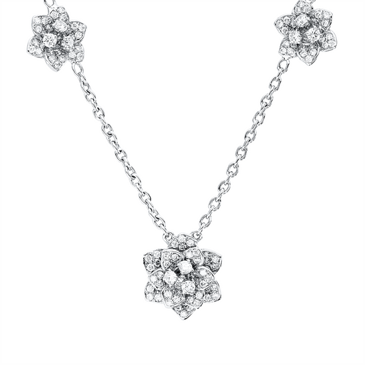 Collier 18 kt WG, 9 Brill. 0,36 ct, TW-vsi/si, 119 Brill. 0,88 ct, TW-vsi/si