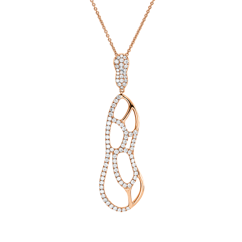 Collier 18 kt RG, mit ZÖ 38 cm, 89 Brill. 2,04 ct, TW-vsi/si