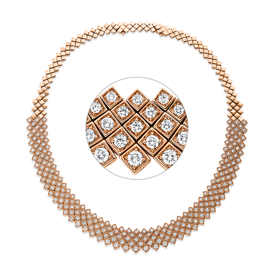 Collier 18 kt RG, extension ZÖ 40,5 cm, 223 Brill. 10,92 ct, TW-vsi