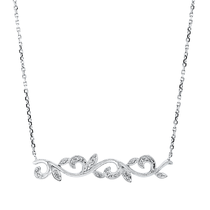Collier 18 kt WG, mit ZÖ 40,6 cm + 43,2 cm, 24 Brill. 0,07 ct, TW-si/pi