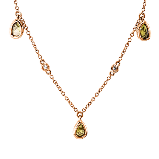 Collier 18 kt RG, 6 Brill. 0,07 ct, I-si/pi, 5 Dia.Split 0,72 ct, gelb