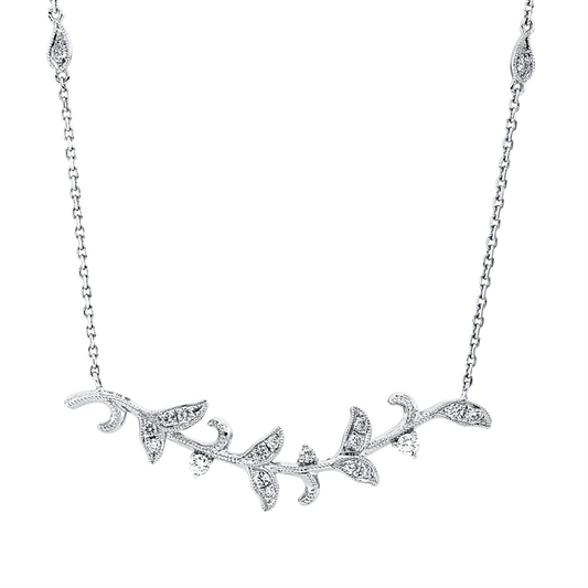 Collier 18 kt WG, mit ZÖ 40,6 cm + 43,2 cm, 19 Brill. 0,23 ct, TW-si/pi