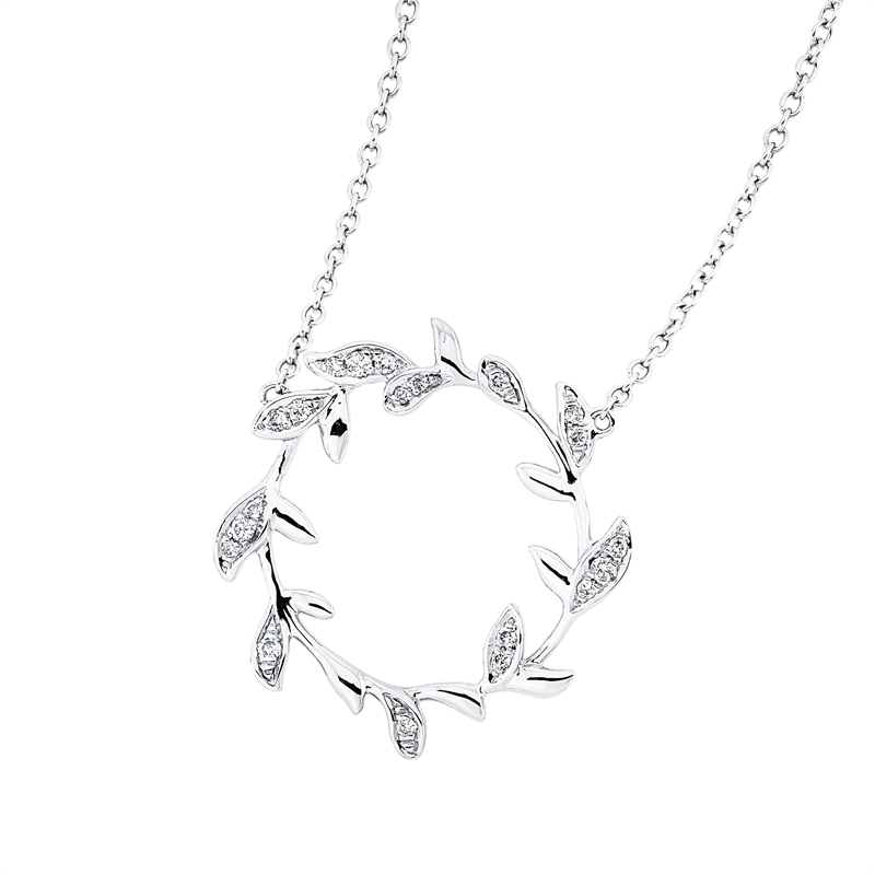 Collier 18 kt WG, mit ZÖ 40,6 cm + 43,2 cm, 20 Brill. 0,08 ct, TW-si/pi