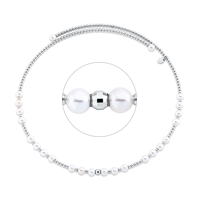Collier 18 kt WG, 24 ZP weiß 4,5 mm