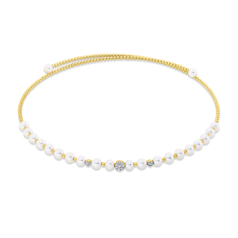 Collier 18 kt GG, Fassung rhodiniert, 16 Brill. 0,13 ct, TW-si, 22 ZP weiß 4,5 mm