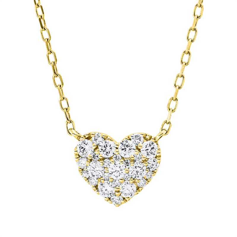 Collier 18 kt GG, ZÖ 40,6+43 cm, 14 Brill. 0,33 ct, TW-si, 12 Brill. 0,05 ct, TW-si