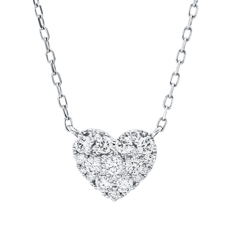 Collier 18 kt WG, 40,6+43 cm, 14 Brill. 0,34 ct, TW-si, 12 Brill. 0,06 ct, TW-si