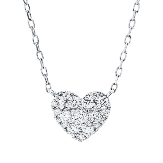 Collier 18 kt WG, 40,6+43 cm, 14 Brill. 0,34 ct, TW-si, 12 Brill. 0,06 ct, TW-si