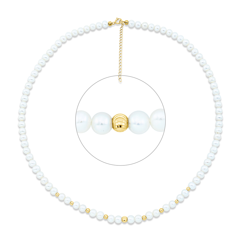 Collier 18 kt GG, mit ZÖ 42 cm, 82 ZP weiß 4,5 mm