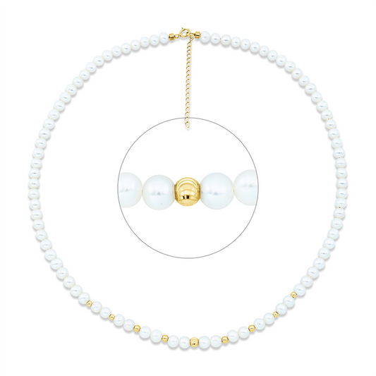 Collier 18 kt GG, mit ZÖ 42 cm, 82 ZP weiß 4,5 mm