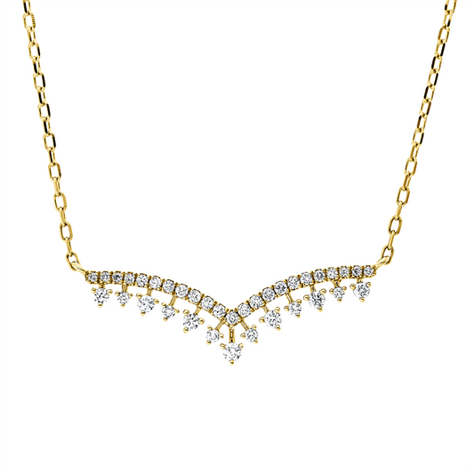 Collier 18 kt GG, ZÖ 40,6+43 cm, 7 Brill. 0,09 ct, TW-si, 29 Brill. 0,15 ct, TW-si