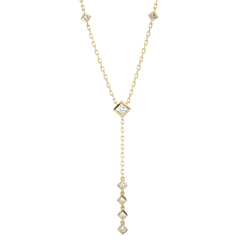 Collier 18 kt GG, ZÖ 40,6+43 cm, 8 Princ. 0,33 ct, TW-si, 1 Princ. 0,16 ct, TW-si