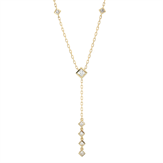 Collier 18 kt GG, ZÖ 40,6+43 cm, 8 Princ. 0,33 ct, TW-si, 1 Princ. 0,16 ct, TW-si