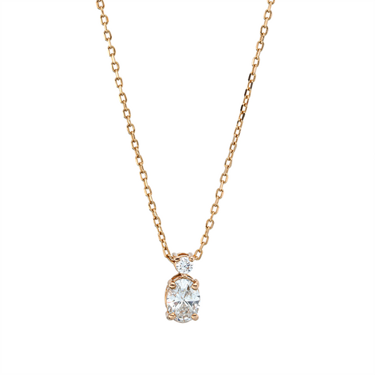 Collier 18 kt RG, mit ZÖ 40 cm + 42 cm, 1 Oval 0,30 ct, TW-si, 1 Brill. 0,04 ct, TW-si