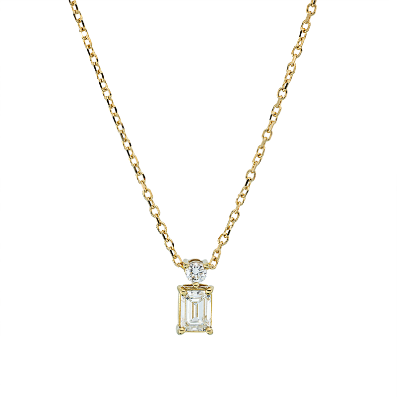 Collier 18 kt GG, mit ZÖ 40 cm + 42 cm, 1 Sm.schliff 0,25 ct, TW-si, 1 Brill. 0,04 ct, TW-si