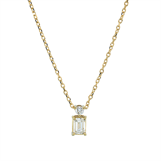 Collier 18 kt GG, mit ZÖ 40 cm + 42 cm, 1 Sm.schliff 0,25 ct, TW-si, 1 Brill. 0,04 ct, TW-si