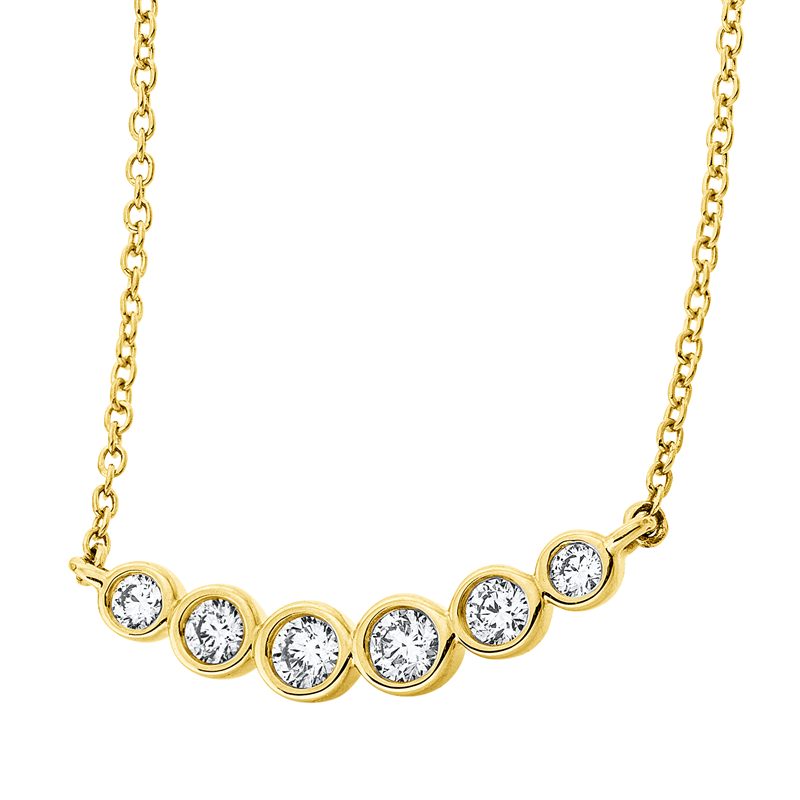 Collier 18 kt GG, 2 Brill. 0,07 ct, TW-si, 2 Brill. 0,04 ct, TW-si, 2 Brill. 0,10 ct, TW-si