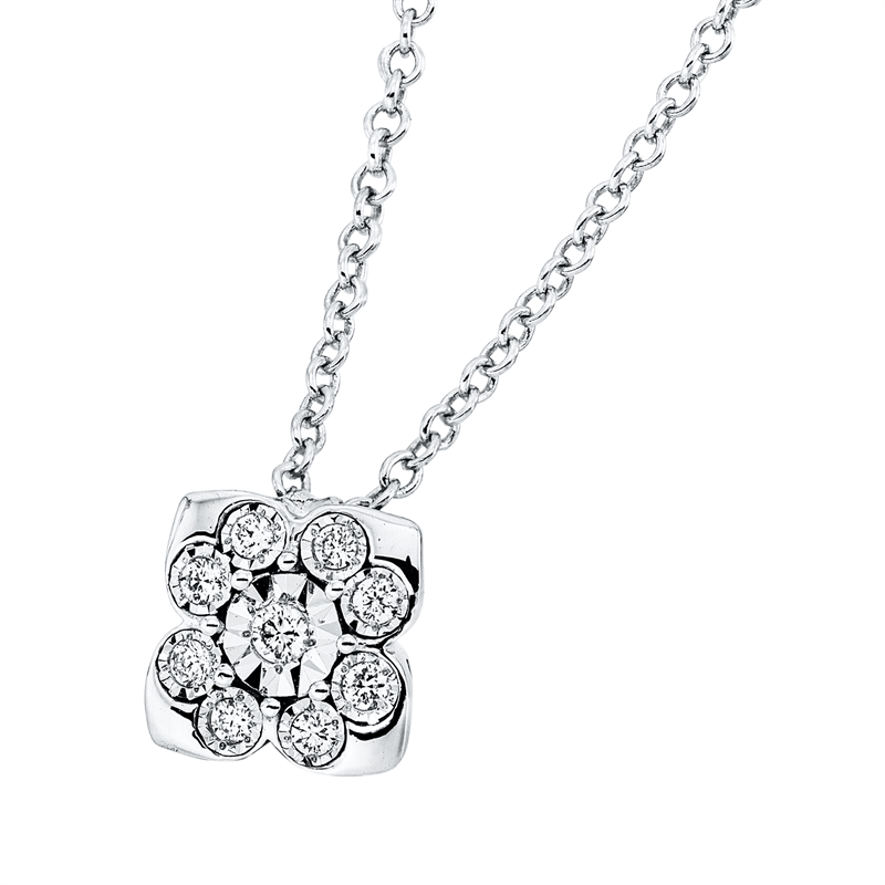 Collier 18 kt WG, 9 Brill. 0,05 ct, TW-si