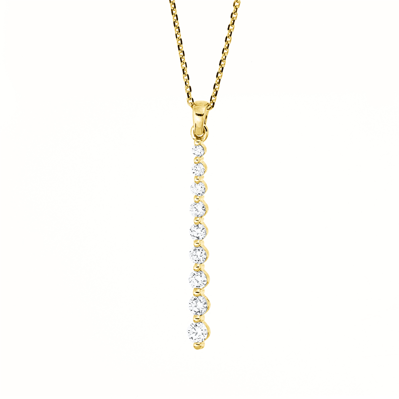 Collier 18 kt GG, mit ZÖ 42 cm, 5 Brill. 0,18 ct, TW-si, 4 Brill. 0,06 ct, TW-si