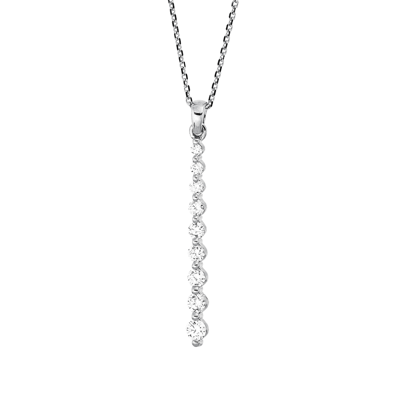 Collier 18 kt WG, mit ZÖ 42 cm, 5 Brill. 0,18 ct, TW-si, 4 Brill. 0,06 ct, TW-si