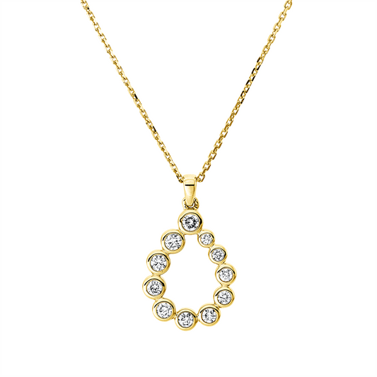 Collier 18 kt GG, mit ZÖ 42 cm, 5 Brill. 0,15 ct, TW-si, 6 Brill. 0,12 ct, TW-si
