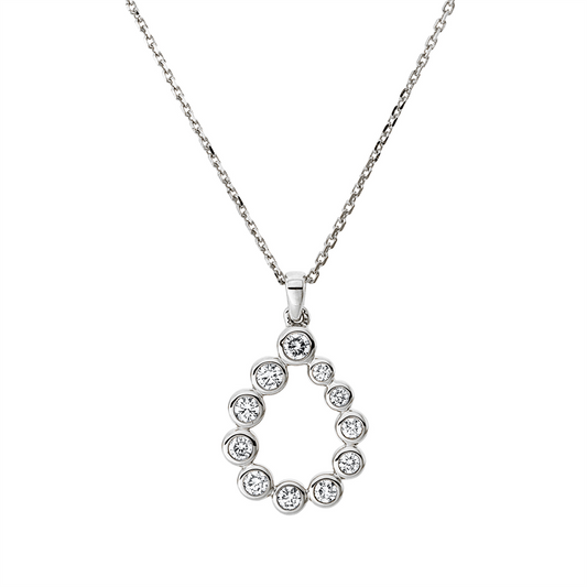 Collier 18 kt WG, mit ZÖ 42 cm, 5 Brill. 0,15 ct, TW-si, 6 Brill. 0,11 ct, TW-si