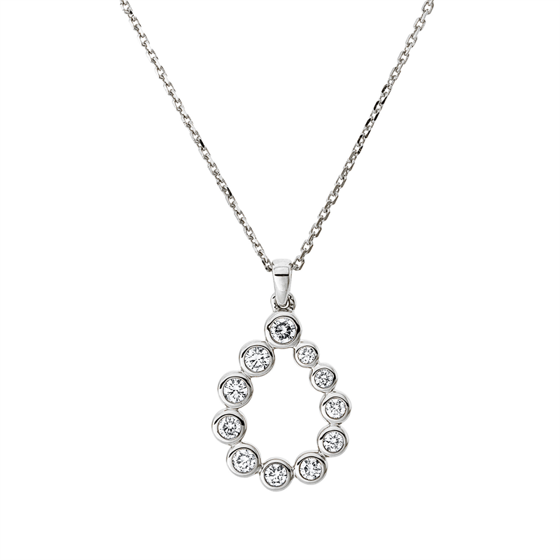 Collier 18 kt WG, mit ZÖ 42 cm, 5 Brill. 0,15 ct, TW-si, 6 Brill. 0,12 ct, TW-si