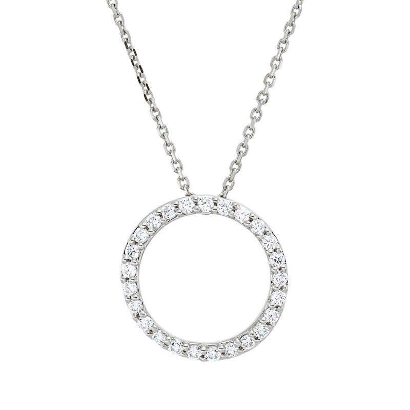 Collier 18 kt WG, mit ZÖ 42 cm, 25 Brill. 0,15 ct, TW-si