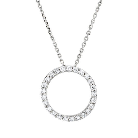 Collier 18 kt WG, mit ZÖ 42 cm, 25 Brill. 0,15 ct, TW-si
