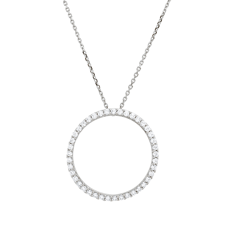 Collier 18 kt WG, mit ZÖ 42 cm, 41 Brill. 0,27 ct, TW-si