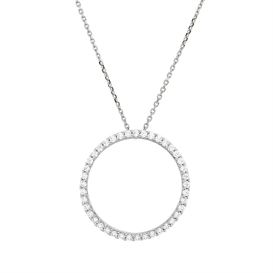 Collier 18 kt WG, mit ZÖ 42 cm, 41 Brill. 0,27 ct, TW-si
