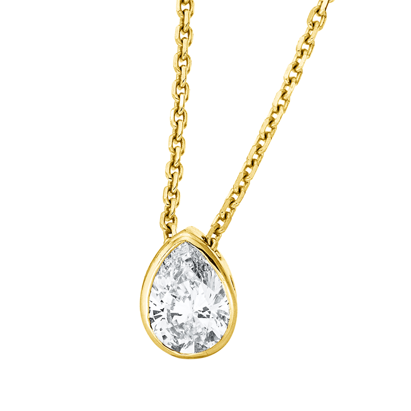 Collier 18 kt GG, mit ZÖ 42 cm, 1 Tropfen 0,21 ct, TW-si