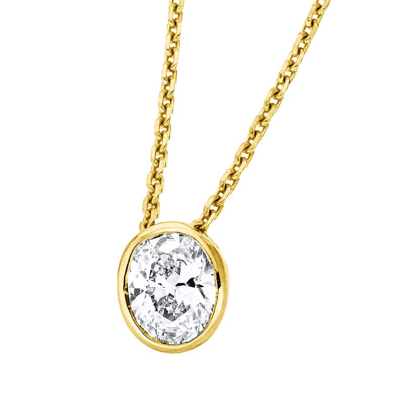 Collier 18 kt GG, mit ZÖ 42 cm, 1 Oval 0,21 ct, TW-si