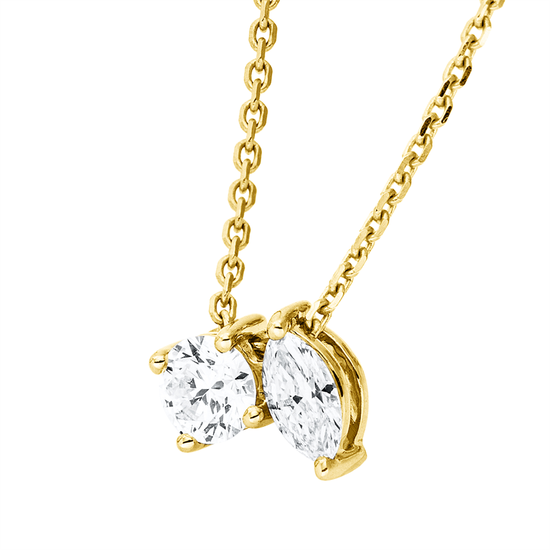 Collier 18 kt GG, mit ZÖ 42 cm, 1 Nav. 0,08 ct, TW-si, 1 Brill. 0,12 ct, TW-si
