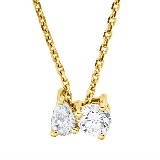 Collier 18 kt GG, mit ZÖ 42 cm, 1 Tropfen 0,06 ct, TW-si, 1 Brill. 0,10 ct, TW-si