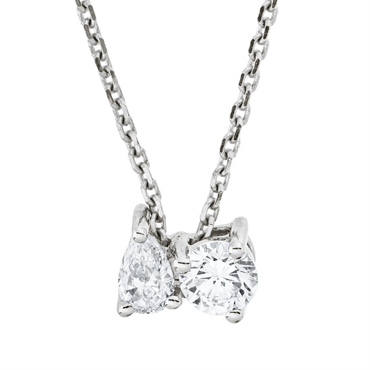 Collier 18 kt WG, mit ZÖ 42 cm, 1 Tropfen 0,06 ct, TW-si, 1 Brill. 0,11 ct, TW-si