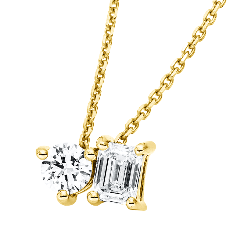 Collier 18 kt GG, mit ZÖ 42 cm, 1 Sm.schliff 0,19 ct, TW-si, 1 Brill. 0,12 ct, TW-si
