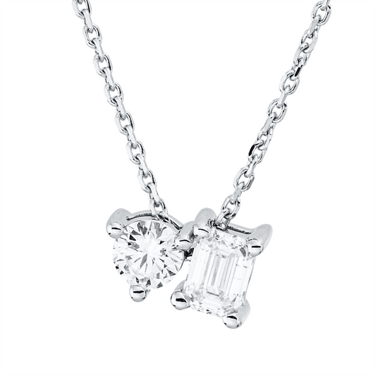Collier 18 kt WG, mit ZÖ 42 cm, 1 Sm.schliff 0,18 ct, TW-si, 1 Brill. 0,12 ct, TW-si