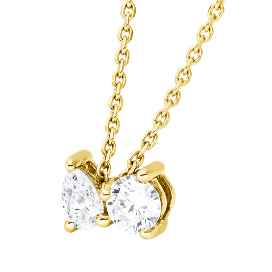 Collier 18 kt GG, mit ZÖ 42 cm, 1 Tropfen 0,09 ct, TW-si, 1 Brill. 0,12 ct, TW-si