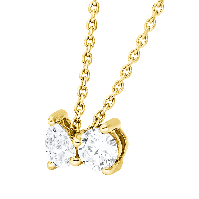 Collier 18 kt GG, mit ZÖ 42 cm, 1 Tropfen 0,09 ct, TW-si, 1 Brill. 0,12 ct, TW-si