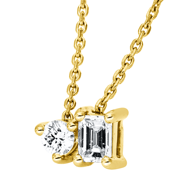 Collier 18 kt GG, mit ZÖ 42 cm, 1 Sm.schliff 0,14 ct, TW-si, 1 Brill. 0,06 ct, TW-si