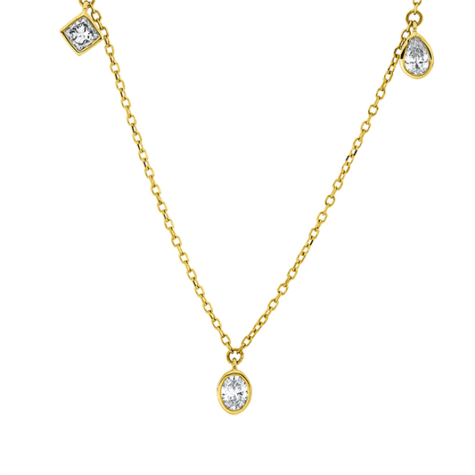 Collier 18 kt GG, mit ZÖ 43 cm + 40,6 cm5 Fant-Schl. 0,52 ct, TW-si