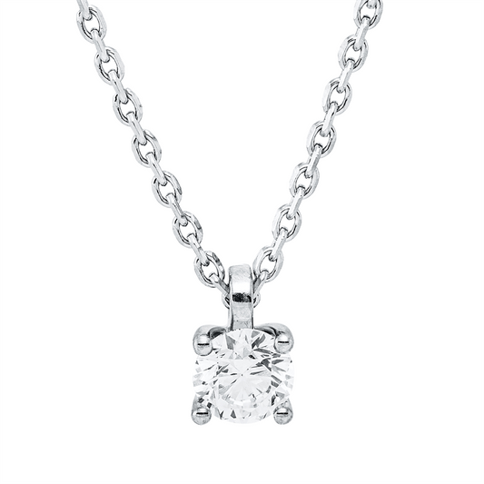 Collier 18 kt WG, GIA7528217234, mit ZÖ 42 cm, 1 Brill. 0,50 ct, E-si
