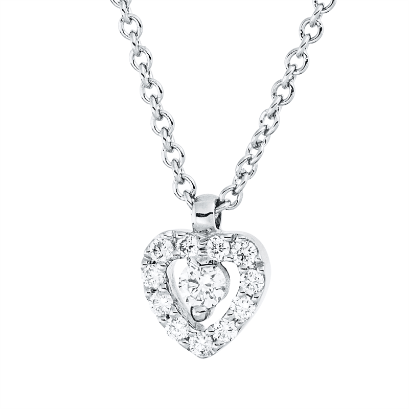 Collier 18 kt WG, mit Öse, 12 Brill. 0,07 ct, TW-si