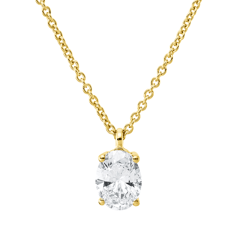 Collier 18 kt GG, mit ZÖ 42 cm, 1 Oval 0,40 ct, TW-si