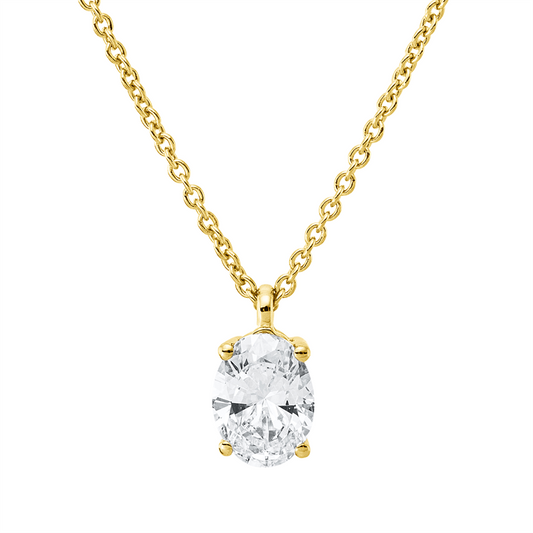 Collier 18 kt GG, mit ZÖ 42 cm, 1 Oval 0,40 ct, TW-si