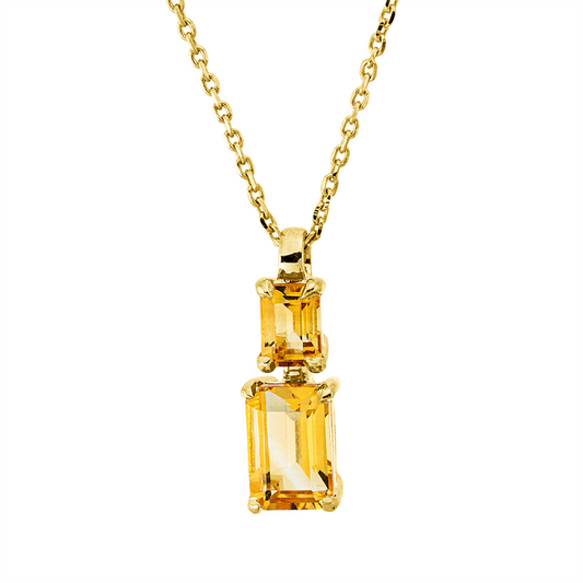 Collier 18 kt GG, mit ZÖ 42 cm, 1 Citrin 0,21 ct gelb, 1 Citrin 0,59 ct gelb