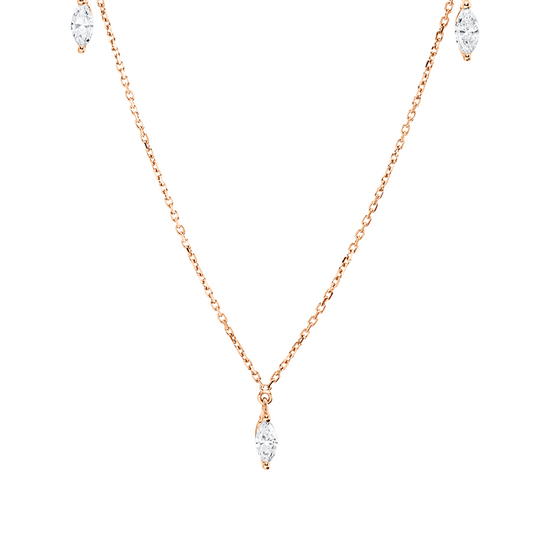 Collier 18 kt RG, 5 Nav. 0,71 ct, F-si