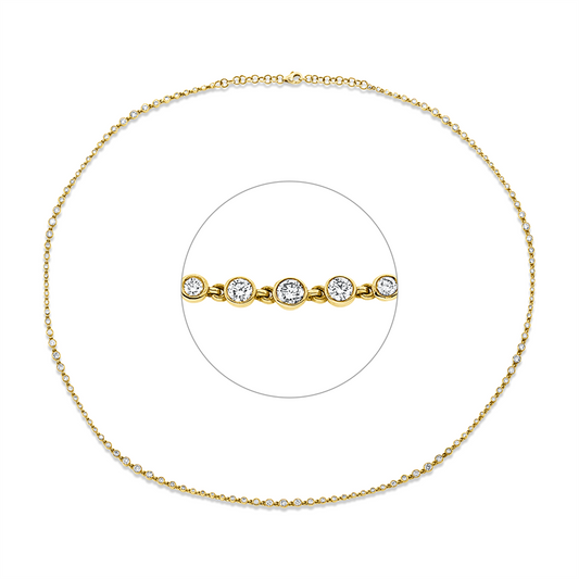 Collier 18 kt GG, 18 Brill. 1,47ct, 36 Brill. 1,45ct, 40 Brill. 0,66ct, 9 Brill. 1,20ct, 18 Brill. 0,53ct, F/TW-si