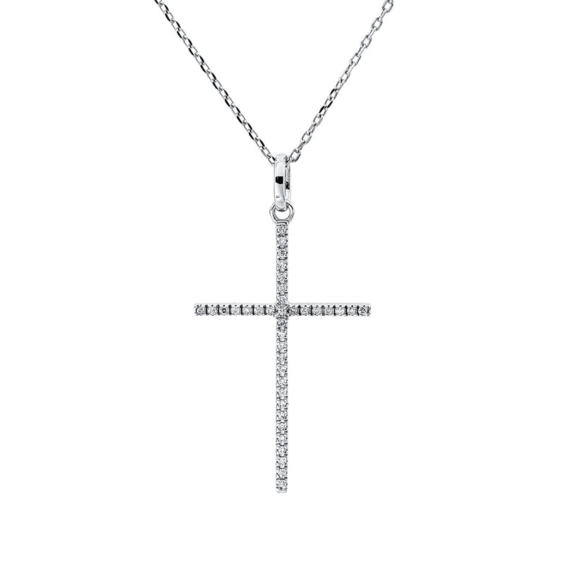 Collier 18 kt WG, mit Öse, 37 Brill. 0,07 ct, F/TW-si